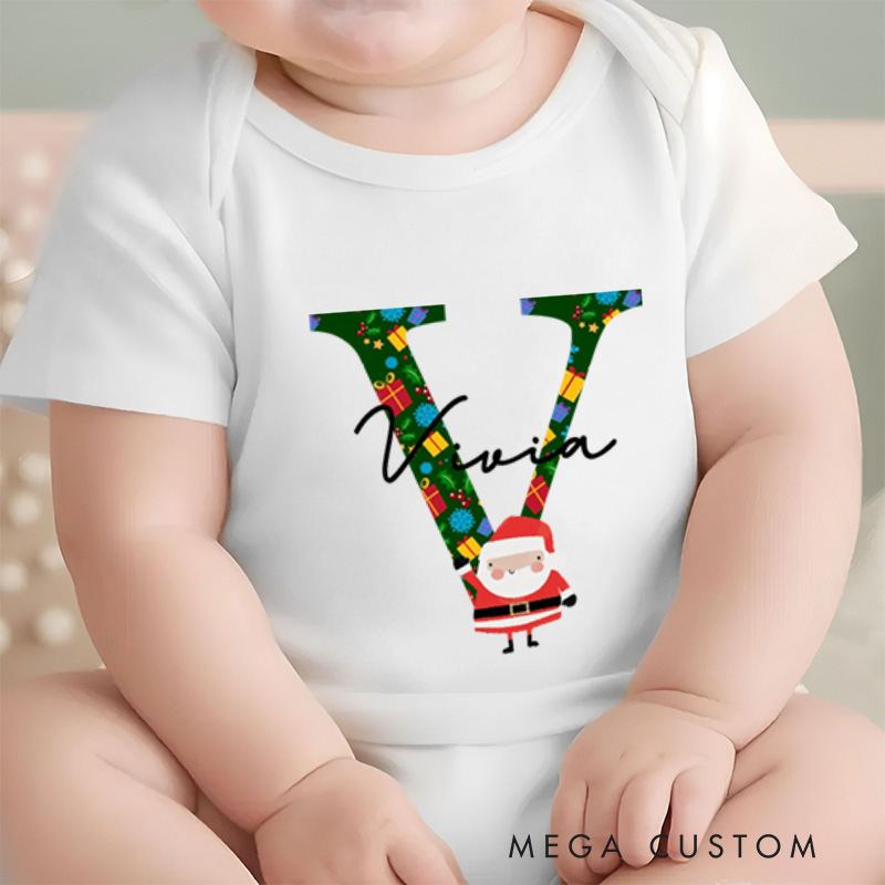 Personalized Santa Christmas Letter Holiday for Kids Baby Onesie