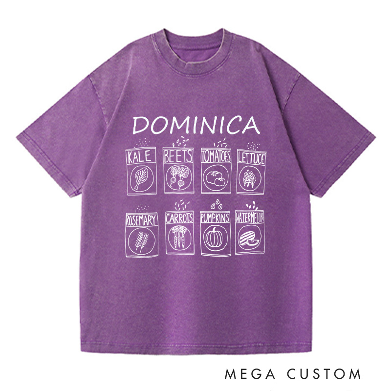 Personalized Garden Washed T-Shirts Kale Shirt Foodie Gift Gardening Gift Vegetable Shirt Plant Lover Gift