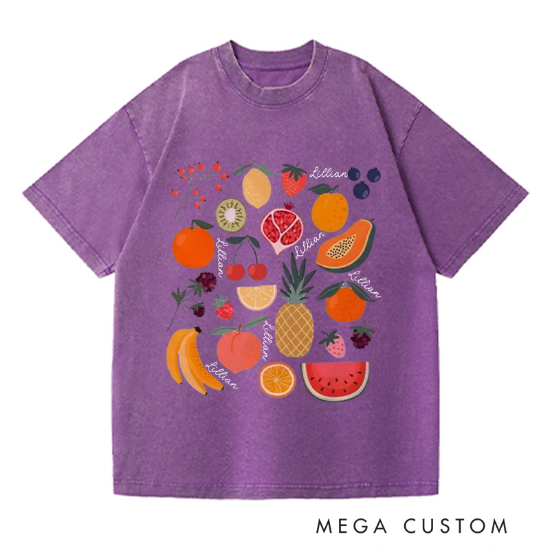 Personalized Cute Fruit Washed T-Shirts Garden Shirt Strawberry Shirt Pineapple Shirt Aesthetic Clothing Botanical Shirt Gift For Garden Lovers