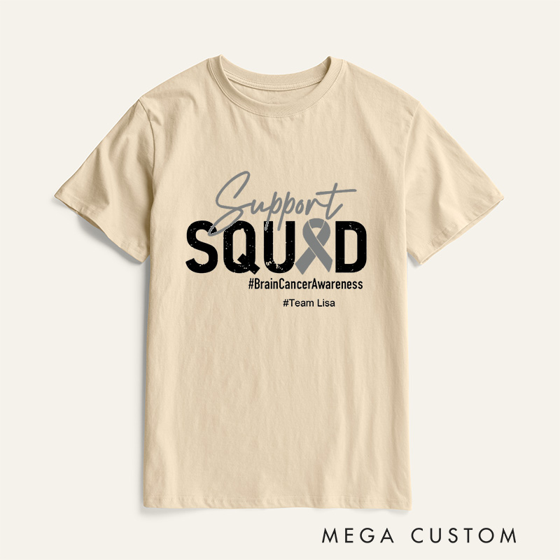 Personalized Brain Cancer Support Squad Cancer Awareness Fighter T-Shirt
