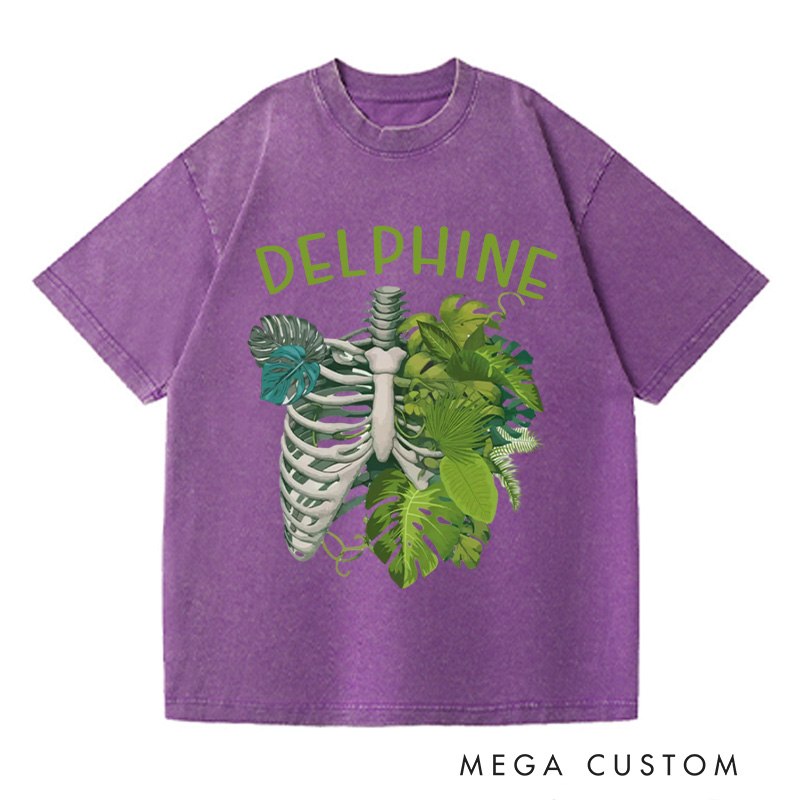 Personalized Skeleton Plant Washed T-Shirts Plant Lover Shirt Plant Gift Plant Lover Gift Monstera Tee Plant Graphic Shirt Garden Lover Gift