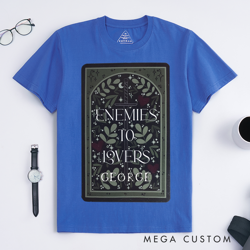 Personalized Tarot Lovers Classic T-Shirts Bookish Trope Tarot Card T-Shirts Enemies to Lovers Sword Heart  Book Lover Gift