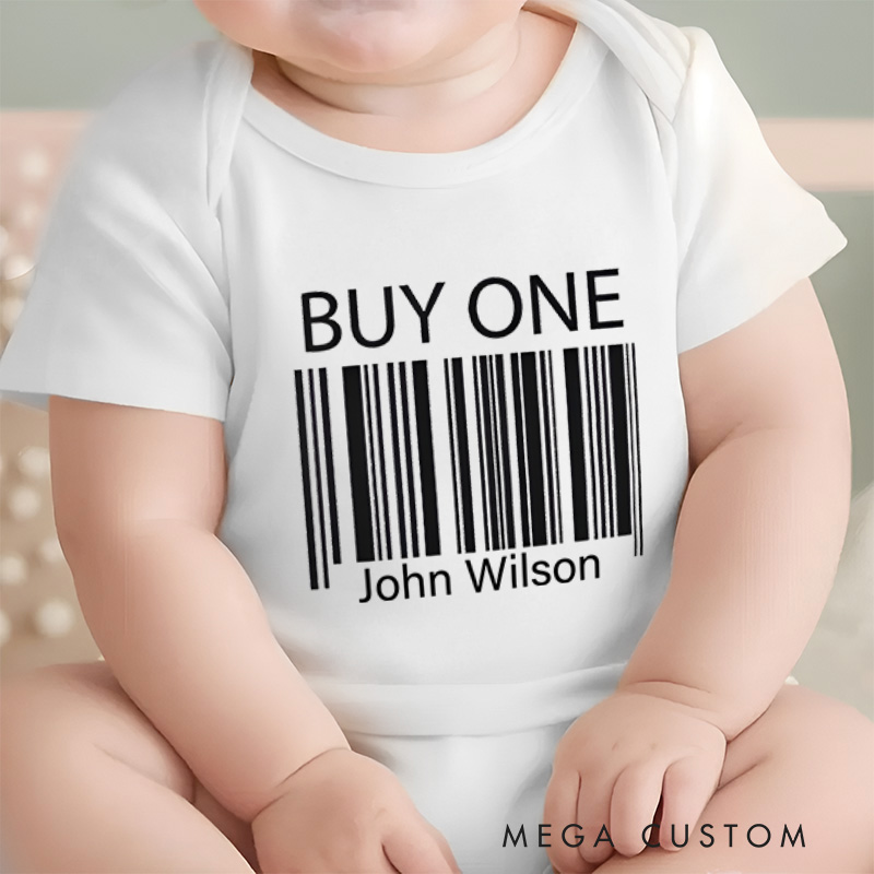 Personalized Buy One Get One Free Clever Twin Humor Barcode Baby Twin Onesie