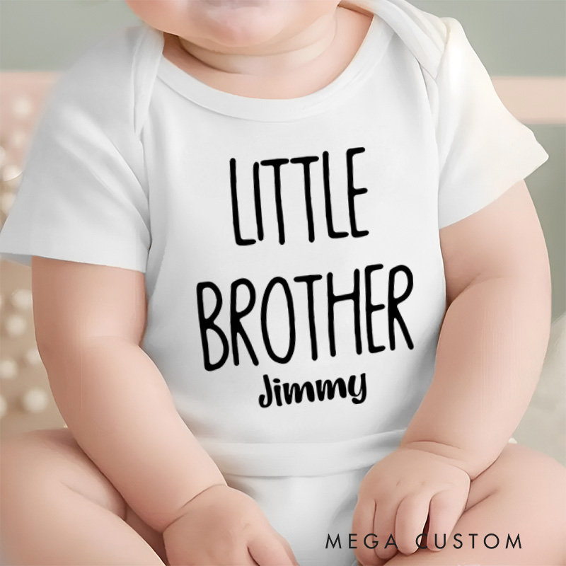 Personalized Little Brother Big Brother Biggest Brother Adorable Sibling Role Triplets Baby Onesie