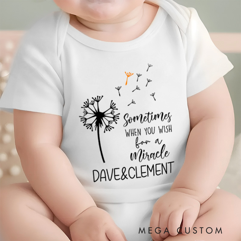 Personalized Sometimes When You Wish for a Miracle You Get Two Heartfelt Twin Baby Onesie