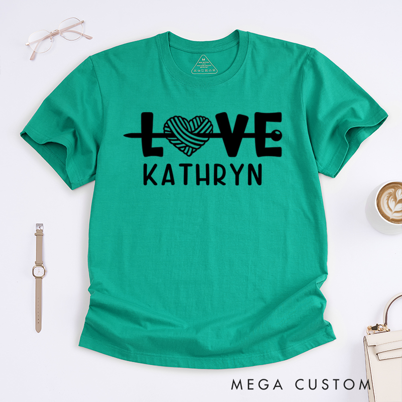 Personalized Love Classic T-Shirts Gift for Knitting Lovers knit Gift Funny Knitting Shirt