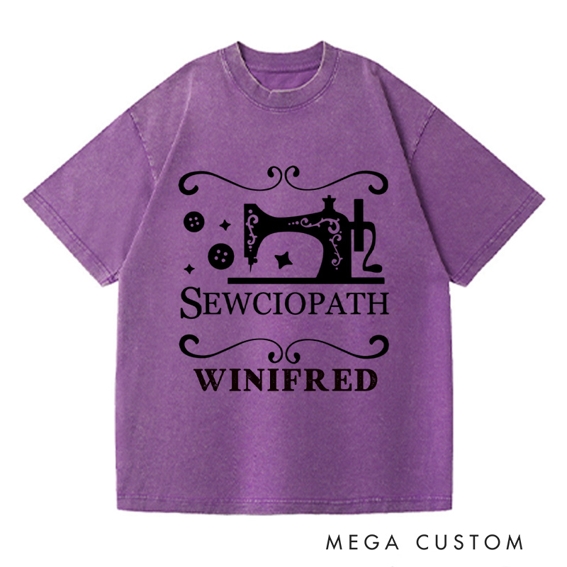 Personalized Sewciopath Washed T-Shirts Tailor Lovers Customized Name Shirt Sewing Machine Sewing Lovers Gift