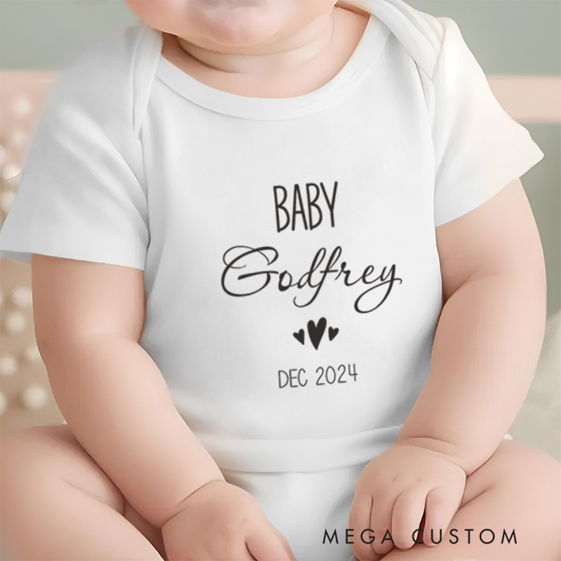 Personalized Baby Name and Date Elegant and Minimalist Baby Onesie  