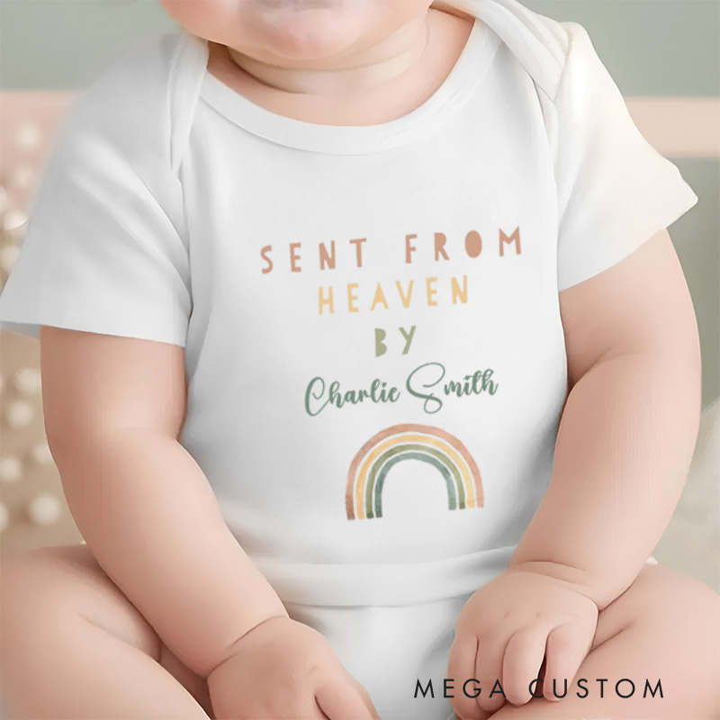 Personalized Sent from Heaven by Baby's Name Rainbow Gift Baby Onesie  