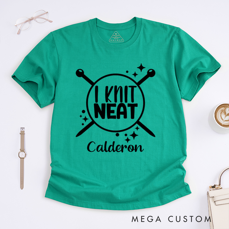 Personalized I Knit Neat Classic T-Shirts Gift for Knitting Lovers knit Gift Funny Knitting Shirt