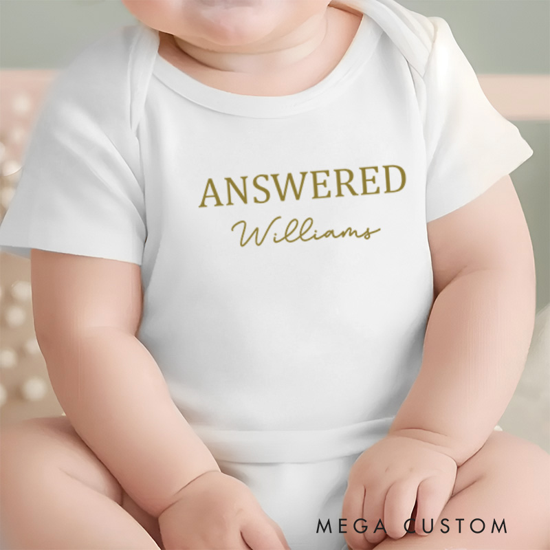 Personalized Answered Heartfelt and Meaningful Family Gift Baby Onesie  