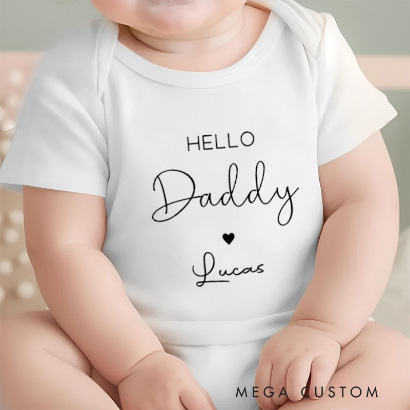Personalized Hello Someone Sweet and Simple Heartfelt Greeting Baby Onesie  