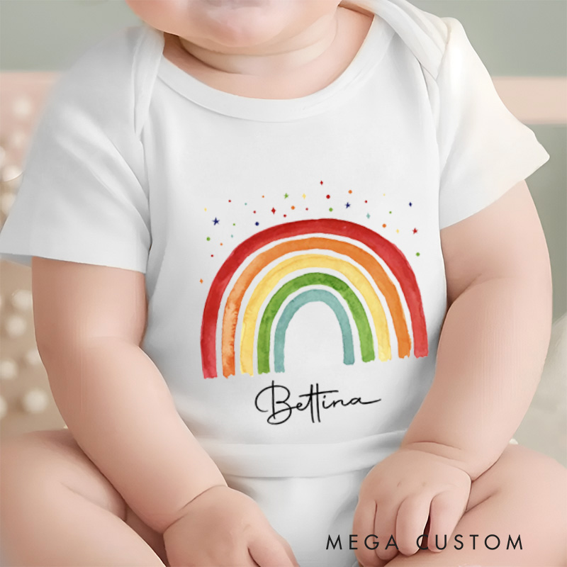 Personalized Rainbow Minimalist and Colorful Inspirational Baby Design Baby Onesie  