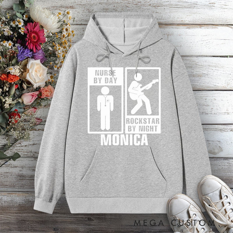 Personalized Hoodies for Nurse Nurse by Day Rockstar by Night Design Hoodies