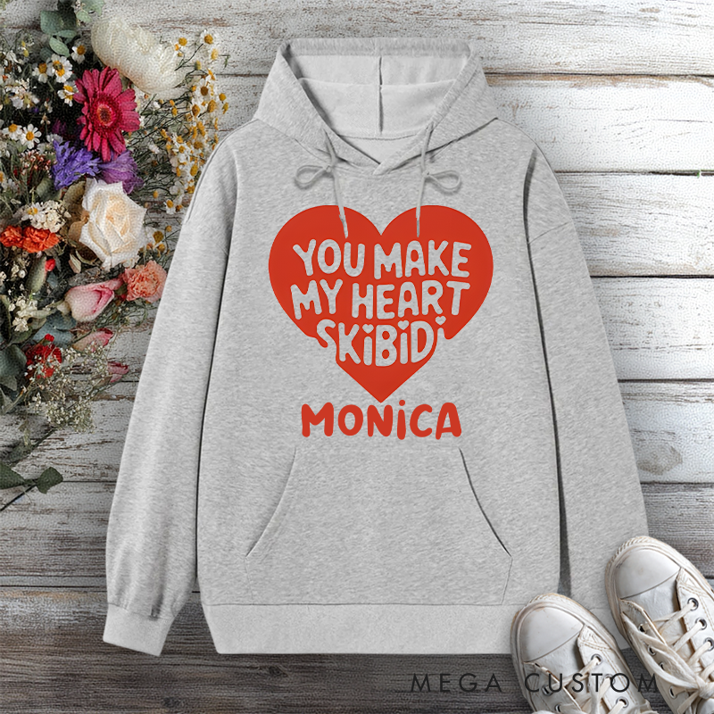 Personalized Hoodies for Nurse You Make My Heart Skibidi Design Hoodies International Nurse Day Gift