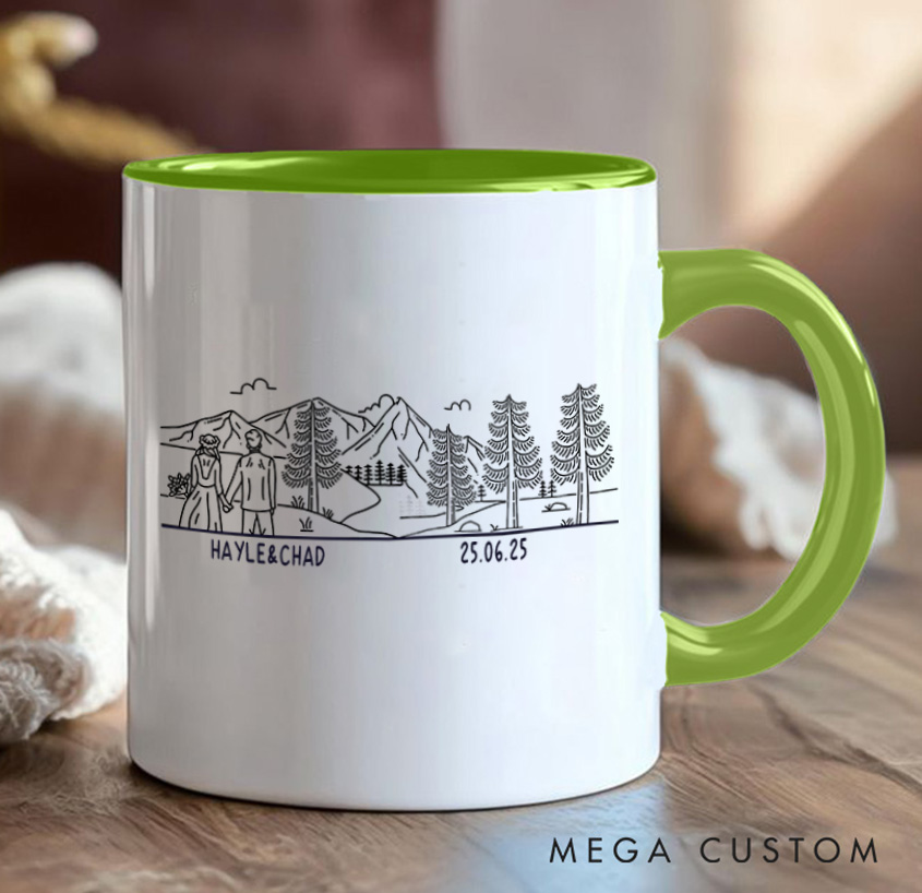 Personalized Mountain Couple Mug Camping Adventurers Hiking Mug Gift for Travel Outdoors Lovers