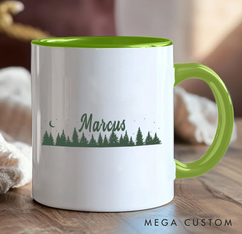 Personalized Campfire Forest Coffee Mug Camping Hiking Mug Gift for Travel Outdoors Lovers
