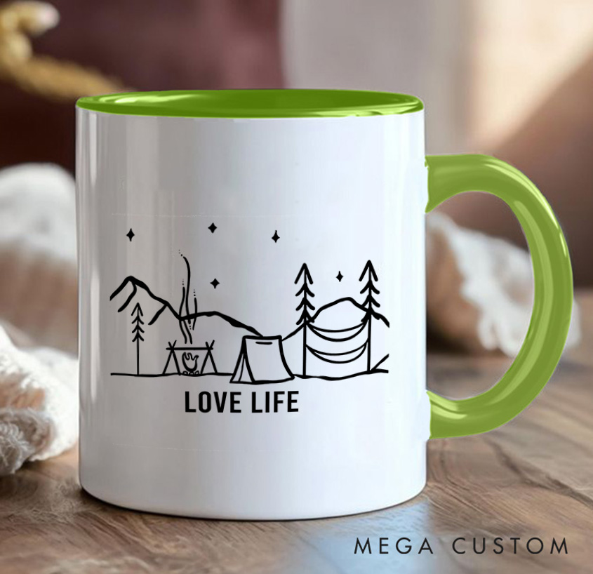 Personalized Couple Mountain Camping Mug Hiking Mug Gift for Travel Outdoors Lovers