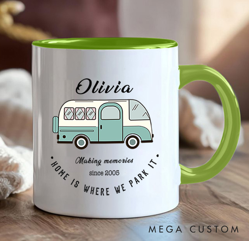 Personalized Camper Van Mug Mountain Adventurers Camping Hiking Mug Gift for Travel Outdoors Lovers