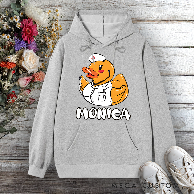 Personalized Hoodies for Nurse Duck Quirky and Caring Design Hoodies International Nurse Day Gift