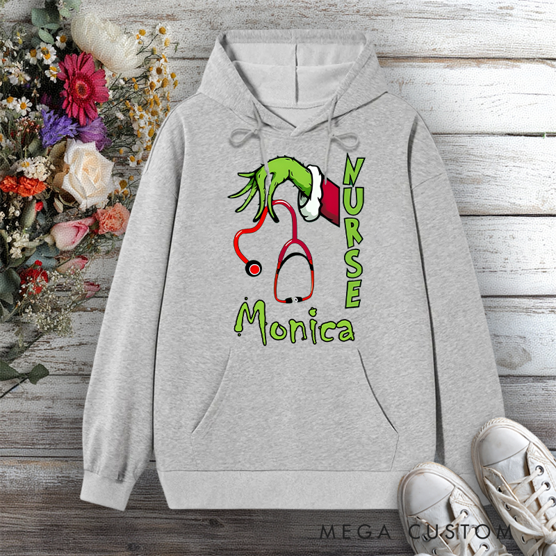 Personalized Hoodies for Nurse Grinch Nurse Holiday Care Design Hoodies International Nurse Day Gift