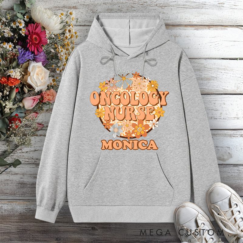 Personalized Hoodies for Nurse Oncology Nurse Compassion in Bloom Design Hoodies International Nurse Day Gift