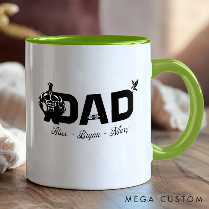Personalized Dad Fitness Coffee Mug with Gym Loving Dads Gift Motivational Coffee Cup for Fitness Enthusiasts Bodybuilders and Gym Lovers