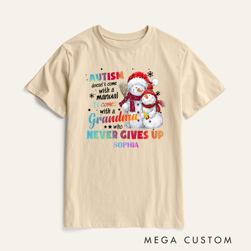 Personalized Autism Doesn't Come With A Manual It Comes With A Grandma T-Shirt Motivational Gift