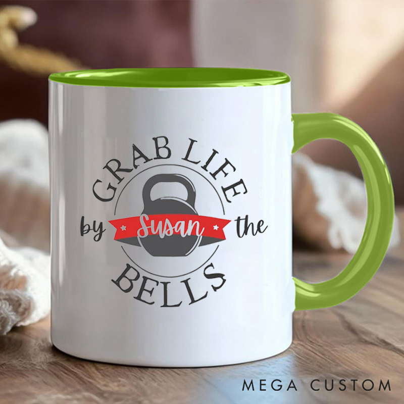 Personalized Kettlebell Coffee Cup Mug with Custom Name Gift Motivational Coffee Cup for Fitness Enthusiasts Bodybuilders and Gym Lovers