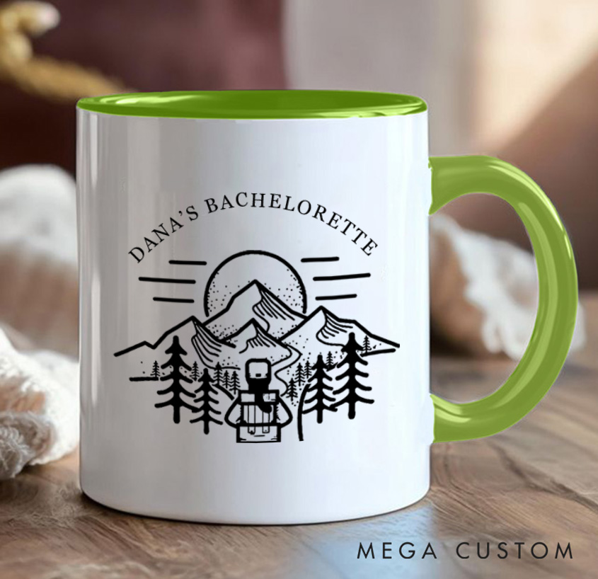 Personalized Hiking Bachelorette Trip Mug Camping Mountain Couple Mug Gift for Outdoors Nature Lovers