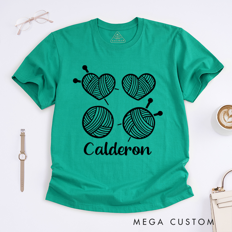 Personalized Knitting Classic T-Shirts Gift for Knitting Lovers Funny Yarn Design Shirt Cute Knitting Tee