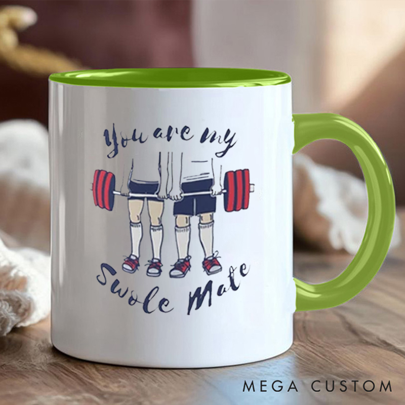 Personalized Funny Gym Partner Coffee Cup Mug with Double Sided Swole Mate Gift Motivational Coffee Cup for Fitness Enthusiasts Bodybuilders and Gym Lovers