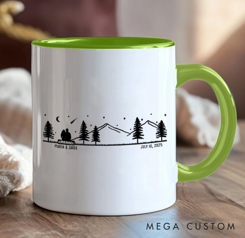 Personalized Couple Stargazing Camp Mug Mountain Hiking Mug Gift for Outdoors Nature Lovers