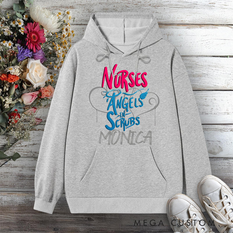 Personalized Hoodies for Nurse Angels in Scrubs Design Hoodies International Nurse Day Gift