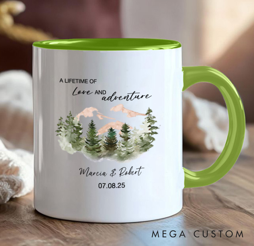 Personalized Mountain Camping Mug Couple Adventure Mountains Hiking Mug Gift for Outdoors Lovers