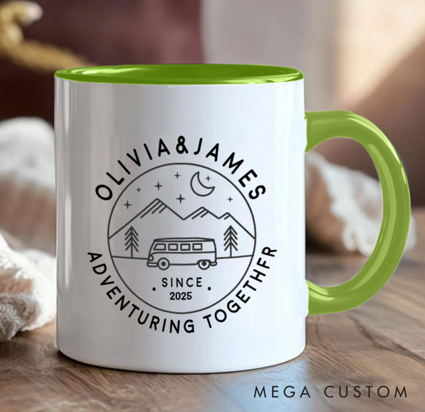 Personalized Twilight Mountain Adventuring Together Mug Hiking Camping Cup Gift for Travel Outdoors Lovers