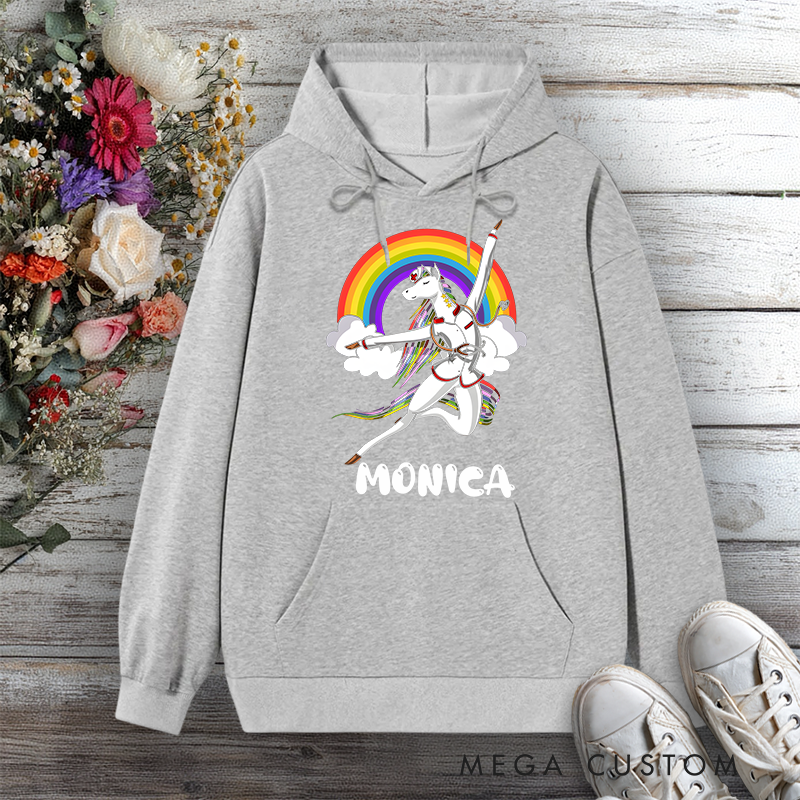 Personalized Hoodies for Nurse Magical Nurse Unicorn Design Hoodies International Nurse Day Gift