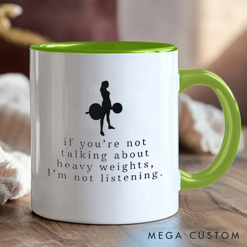 Personalized Heavy Weights Coffee Cup Mug with Funny Gym Quote for Fitness Enthusiasts Bodybuilders and Gym Lovers