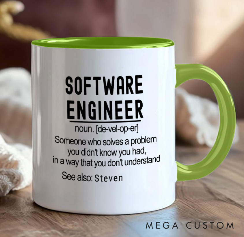 Personalized Humorous Definition Software Engineers Mug Programmer Technology Computer Enthusiasts Gift for IT Geek Nerd Lovers