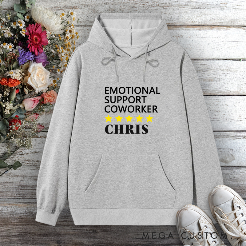 Personalized Hoodie Emotional Support Coworker Star Rating Design Gift for Office Worker