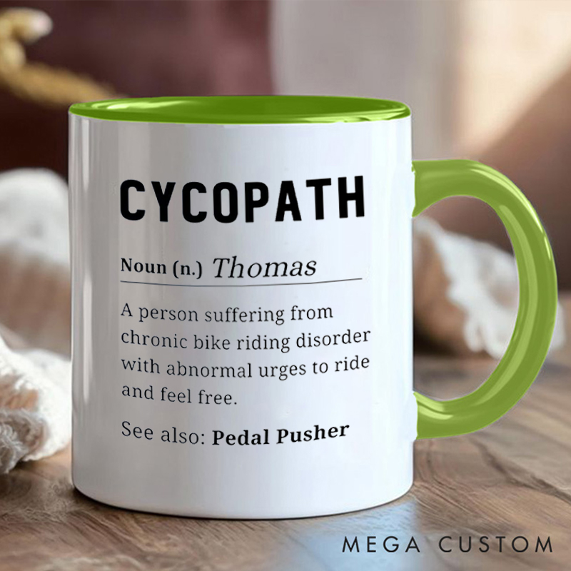 Personalized Cycopath Coffee Cup Mug with Funny Cycling Definition for Outdoor Adventures Riding Cycling Biking Enthusiasts
