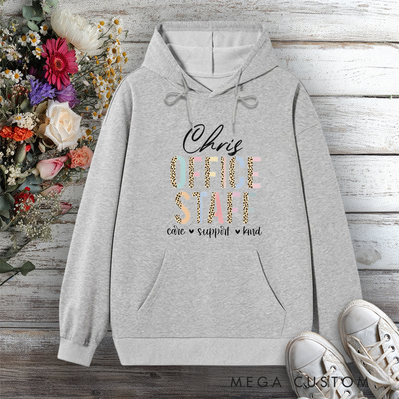 Personalized Hoodie Office Staff Care Support Kind Leopard Print Design Gift for Office Worker