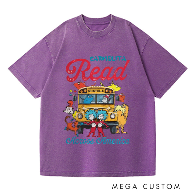 Personalized Read Across America Washed T-Shirts Reading Day T-shirt Reading Week Matching Shirt Book Lover Gift