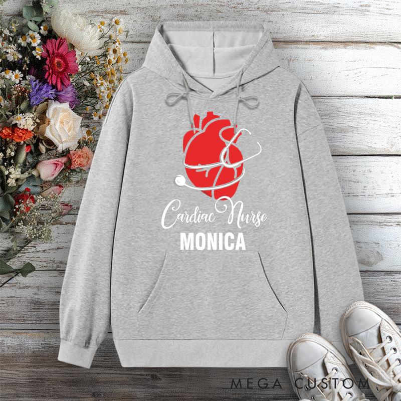 Personalized Hoodies for Nurse Cardiac Nurse Heart of Care Design Hoodies International Nurse Day Gift