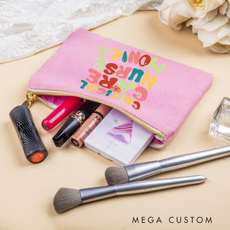 Personalized Makeup Bag for Nurse Critical Care Nurse Design Fashion Cosmetic Bag Gift