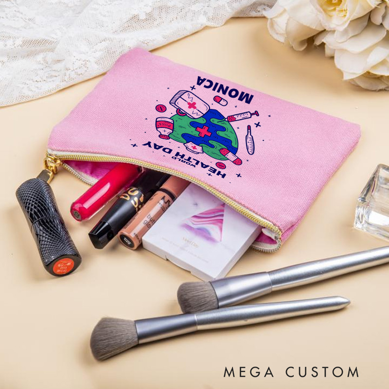 Personalized Makeup Bag for Nurse World Health Day Design Fashion Cosmetic Bag Gift