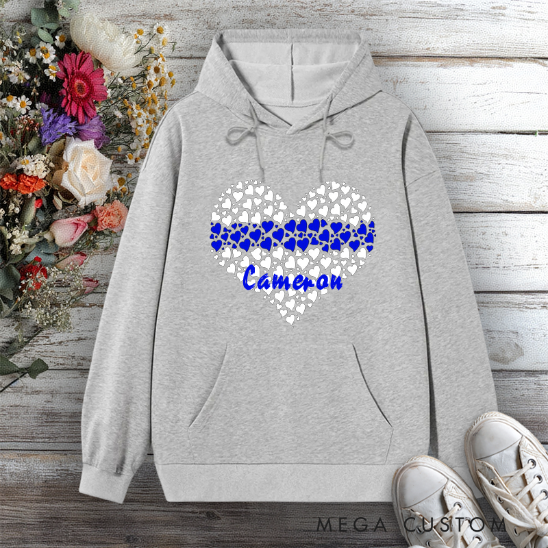 Personalized Police Support Hoodie Heart with Thin Blue Line Design Gift for Police Wife