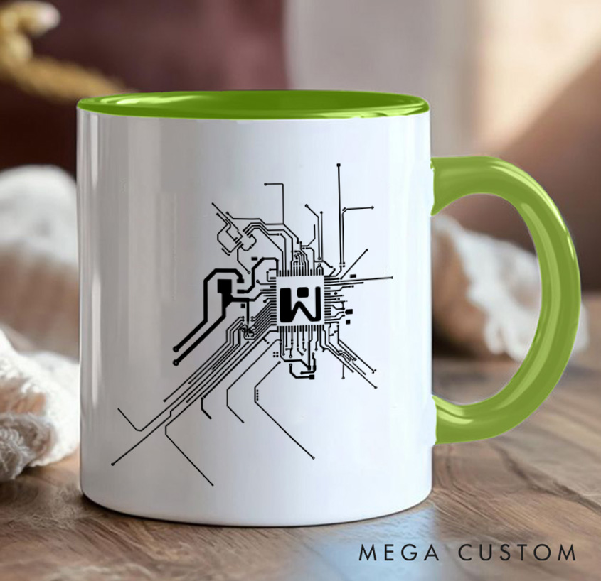 Personalized Digital Circuitry Mug Technology Computer Enthusiasts Coffee Cup Gift for Geek Nerd Lovers