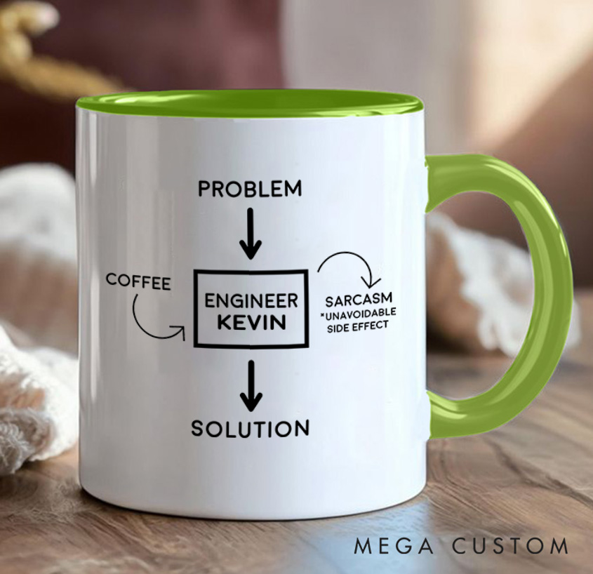 Personalized Engineer Workflow Diagram Mug Programmer Technology Computer Coffee Cup Gift for Geek Nerd Lovers