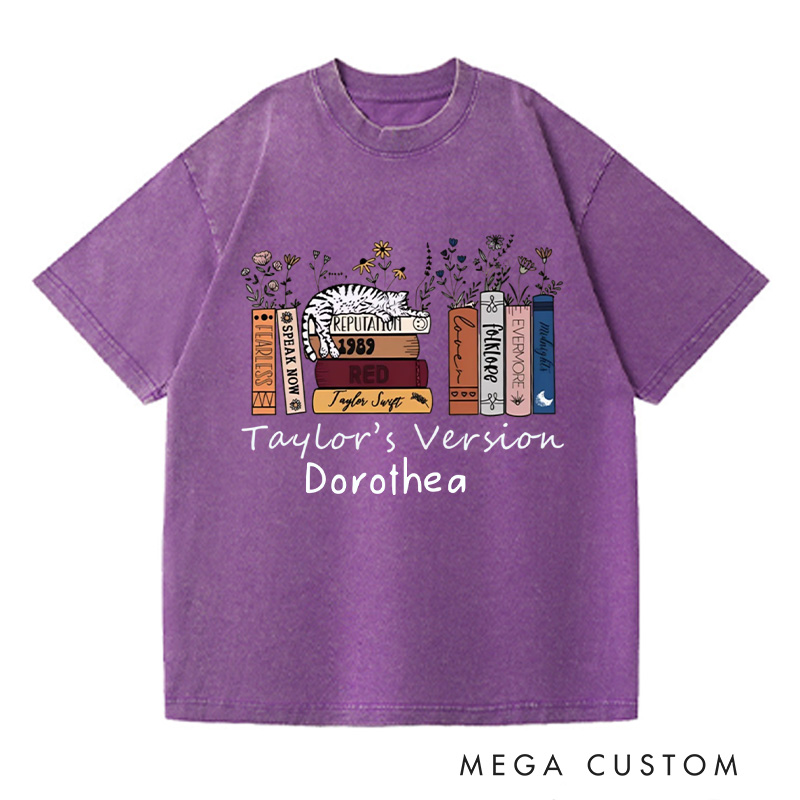 Personalized Book Flower and Cat Washed T-Shirts Librarian Shirt Book Lovers Shirt Bookish Shirt Book Club Shirt Reader Shirt Gift For Bookworms Shirt